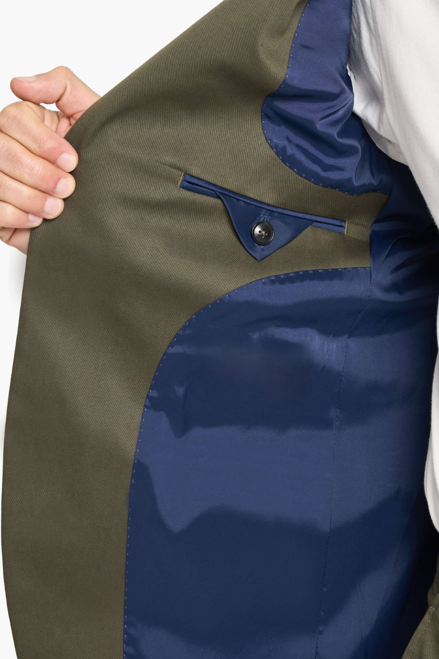 Dark Olive Twill Cotton Two Piece Suit - Image 4