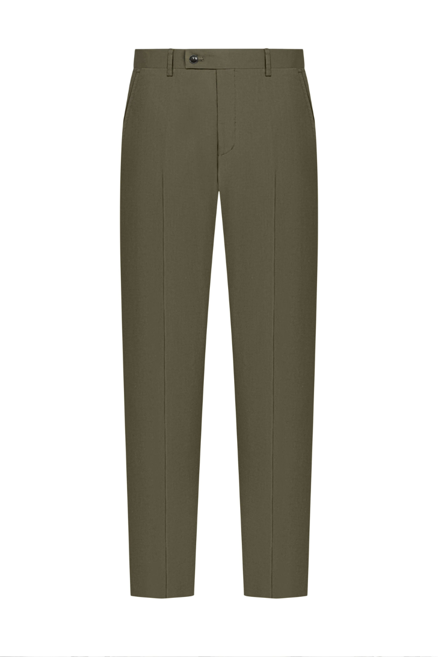 Dark Olive Twill Cotton Two Piece Suit - Image 7