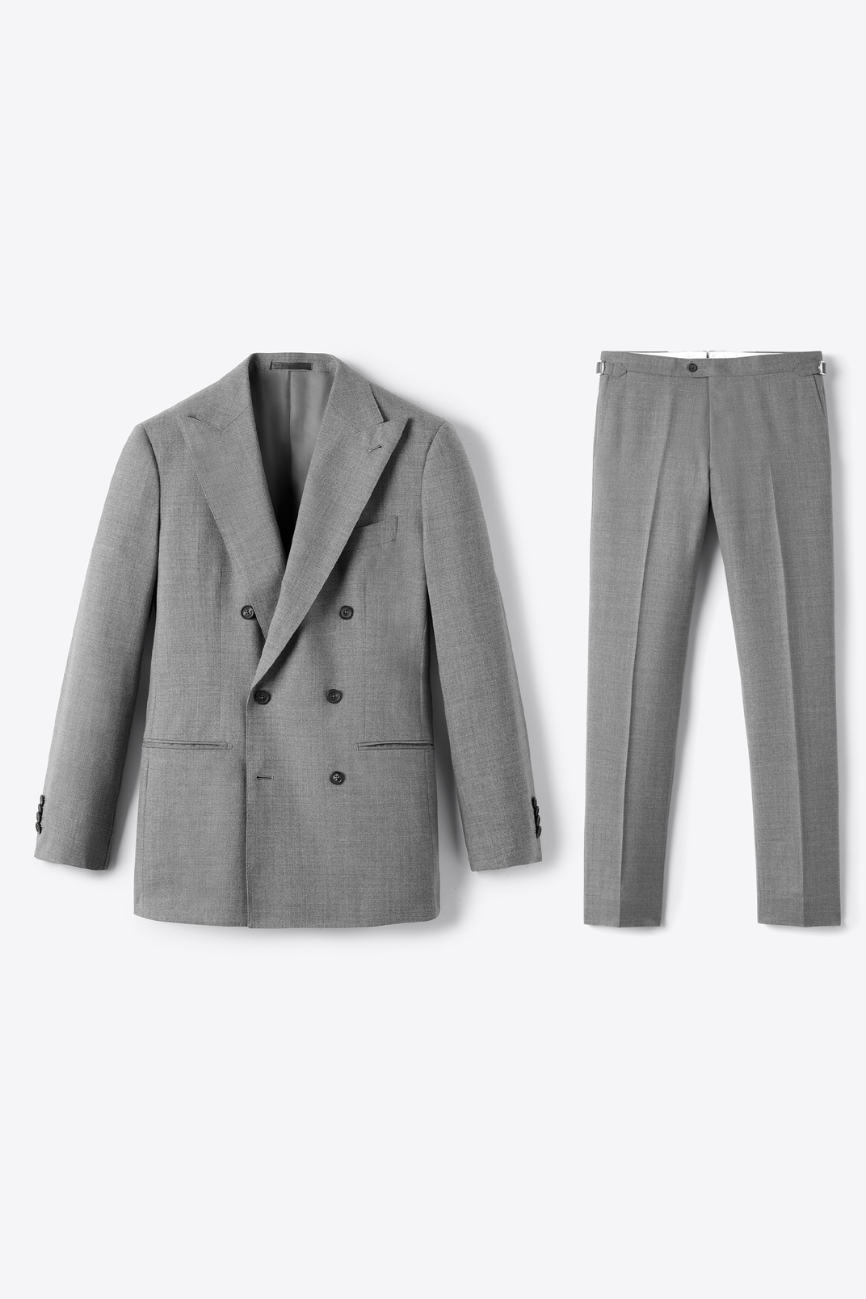 Prestige Double-Breasted Light Grey Fresco Suit - Image 2