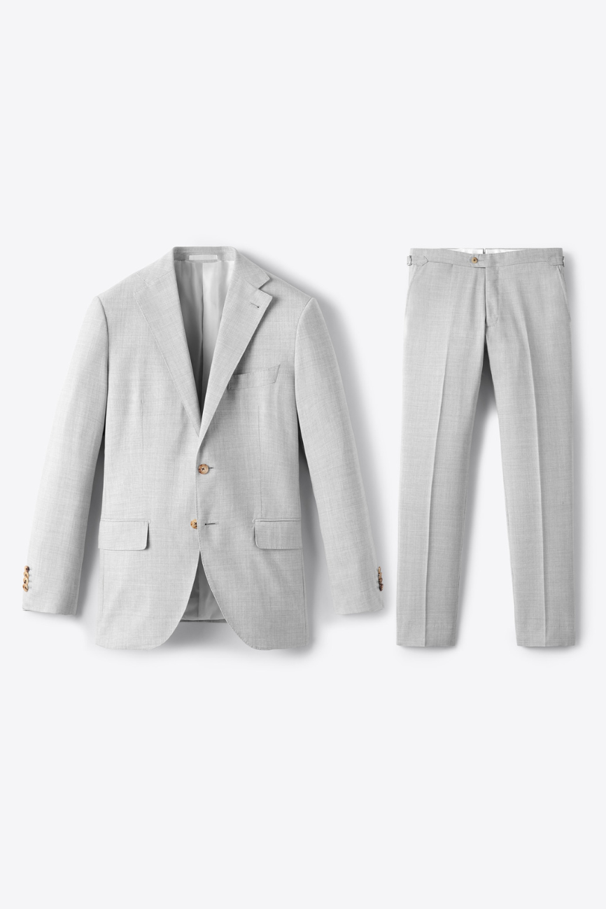 Elegant Light Grey Tropical Wool Suit - Image 2