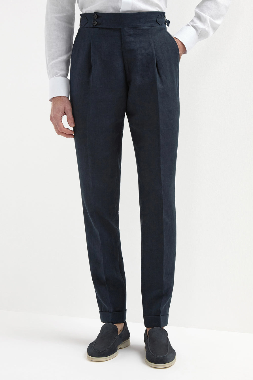 Refined Navy Linen Pants - Image 2