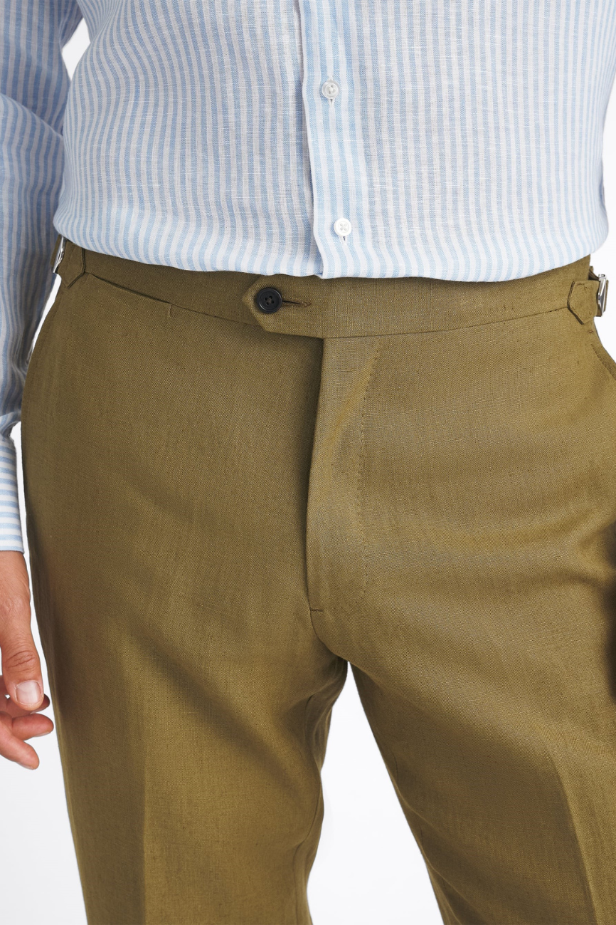 Refined Olive Irish Linen Two-Piece Suit - Image 3