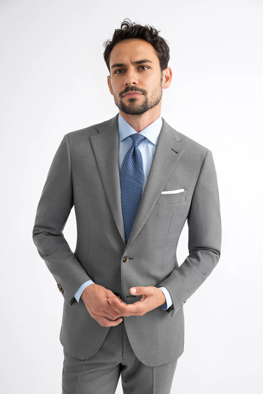 Modern Light Grey Wool Two-Piece Suit - Image 2