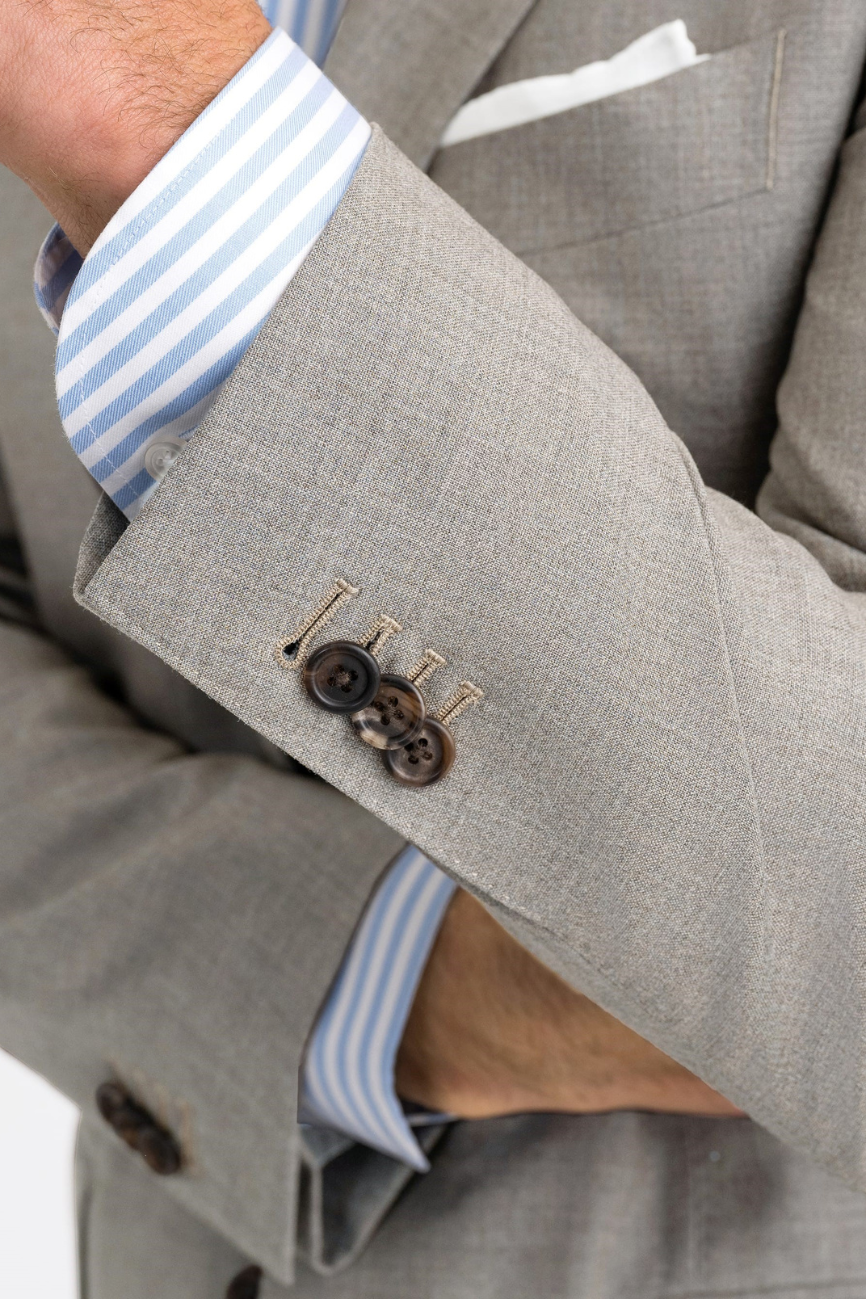 Elegant Taupe Tropical Wool Allen Suit - Image 3