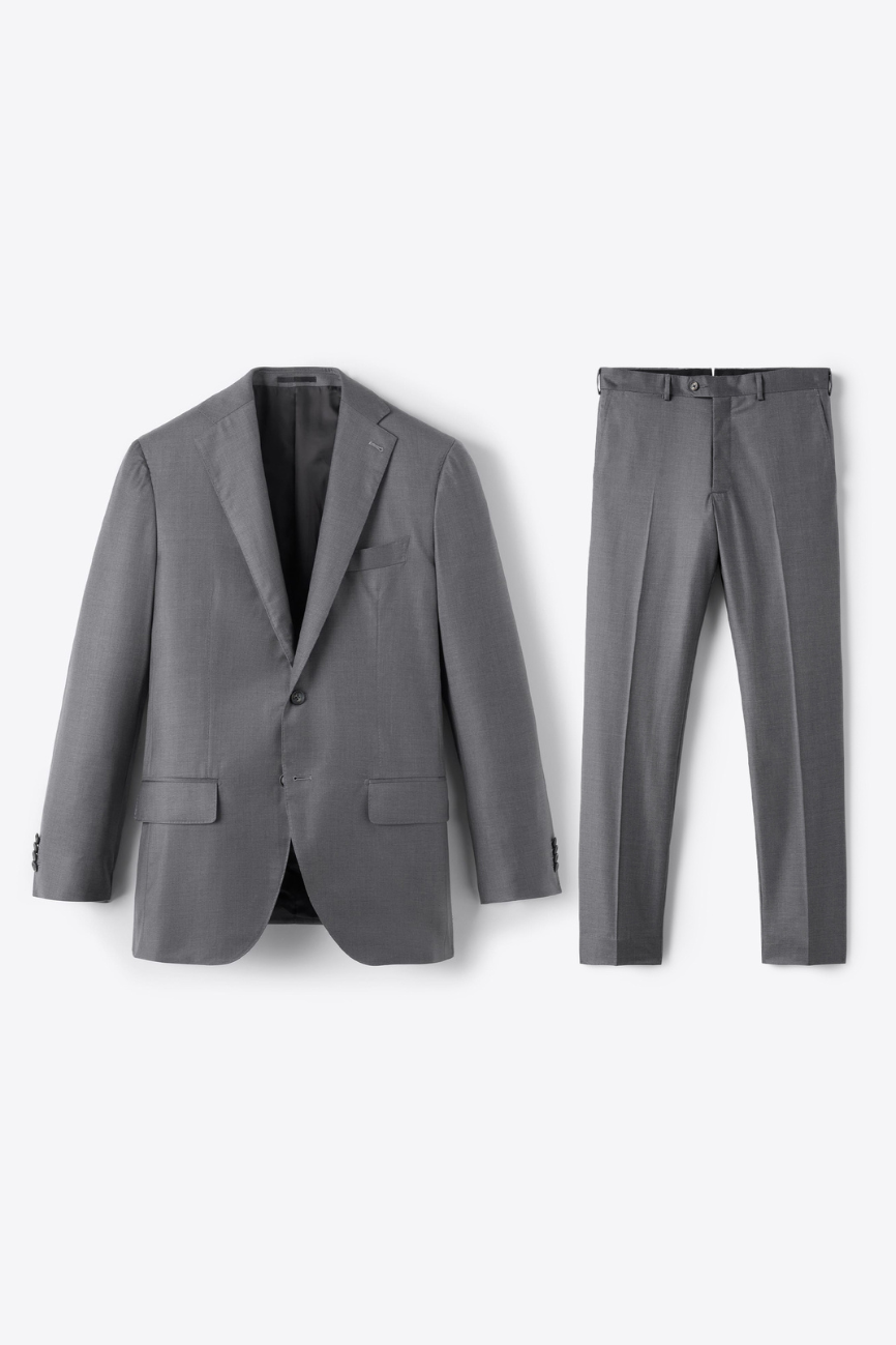 Luxe Grey Wool & Silk Two-Piece Mercer Suit - Image 3