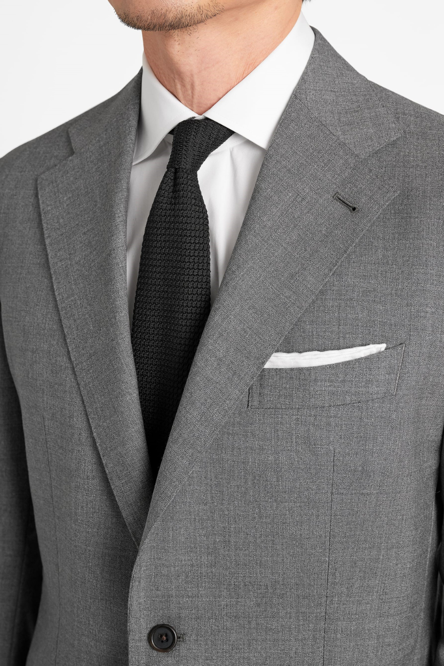 Refined Light Grey Tropical Wool Downing Suit - Image 2