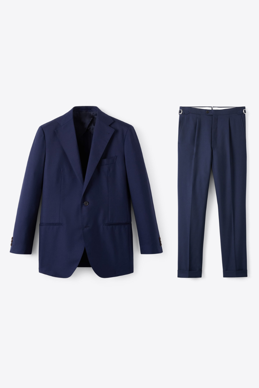 Refined Navy Tropical Wool Downing Suit - Image 3