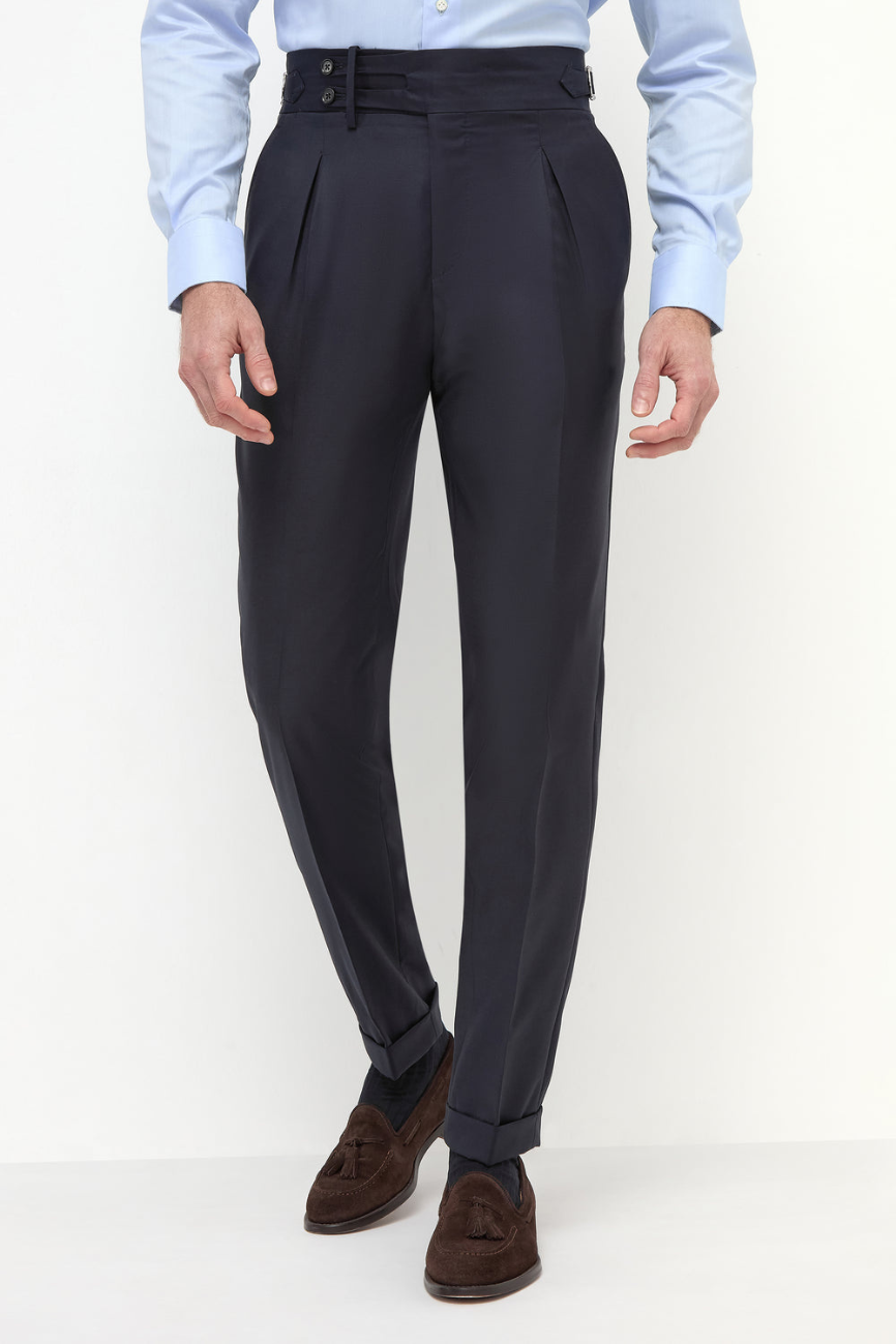 Distinguished Navy Gurkha Pleated Pants - Image 3