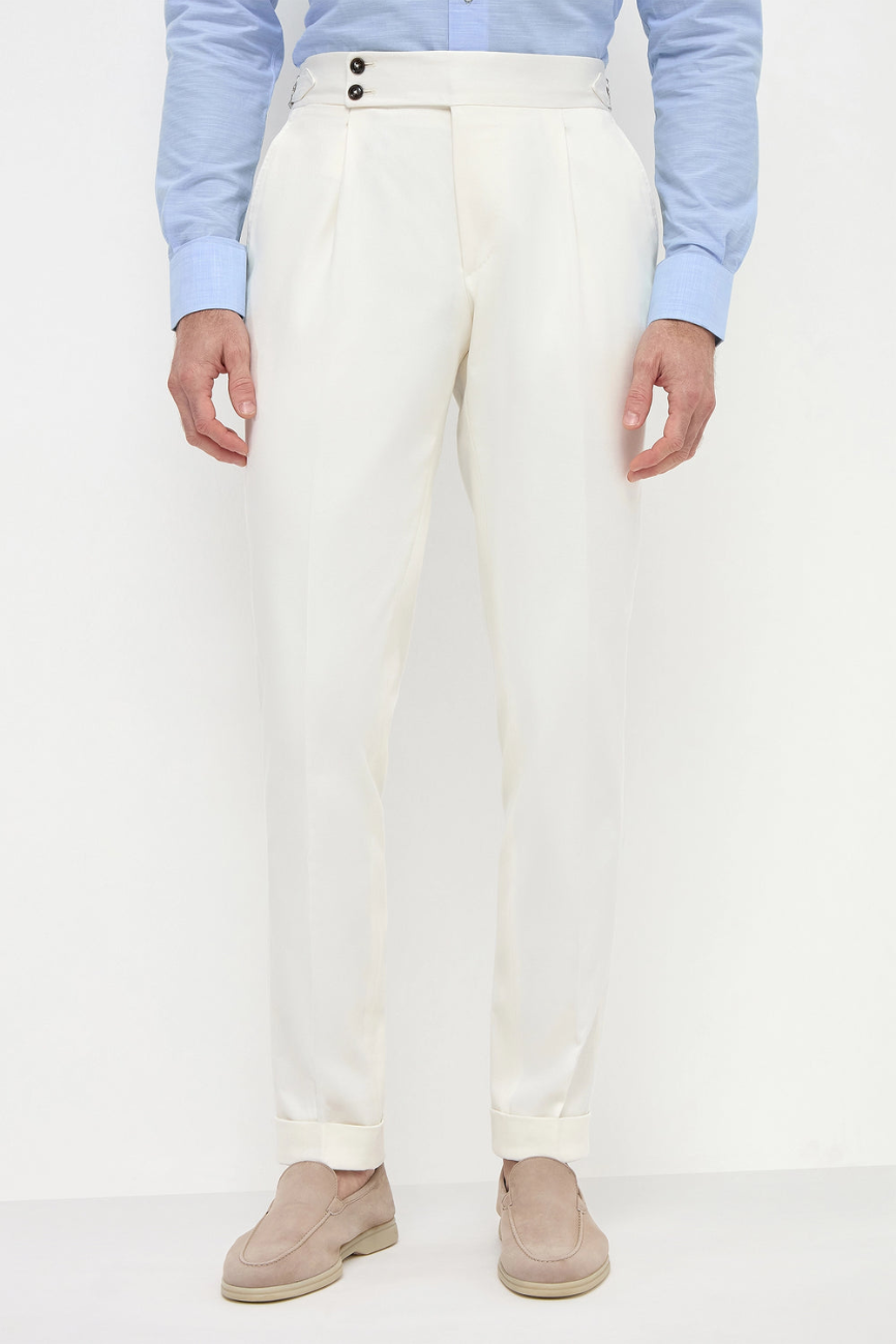 Classic White Cotton Pants - Image 3