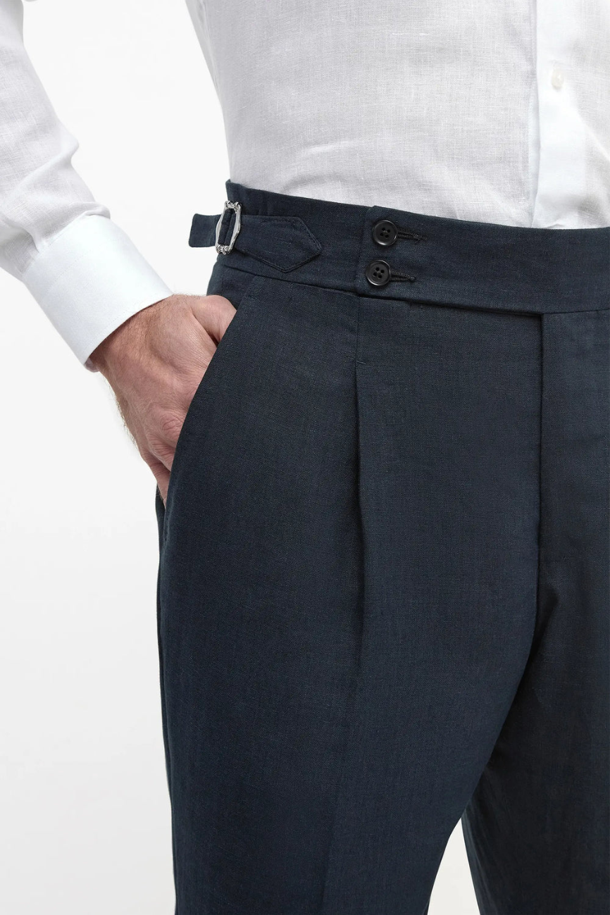 Refined Navy Linen Pants - Image 3