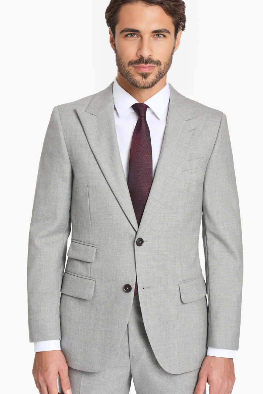 Light Grey Hopsack Two Piece Suit - Image 2