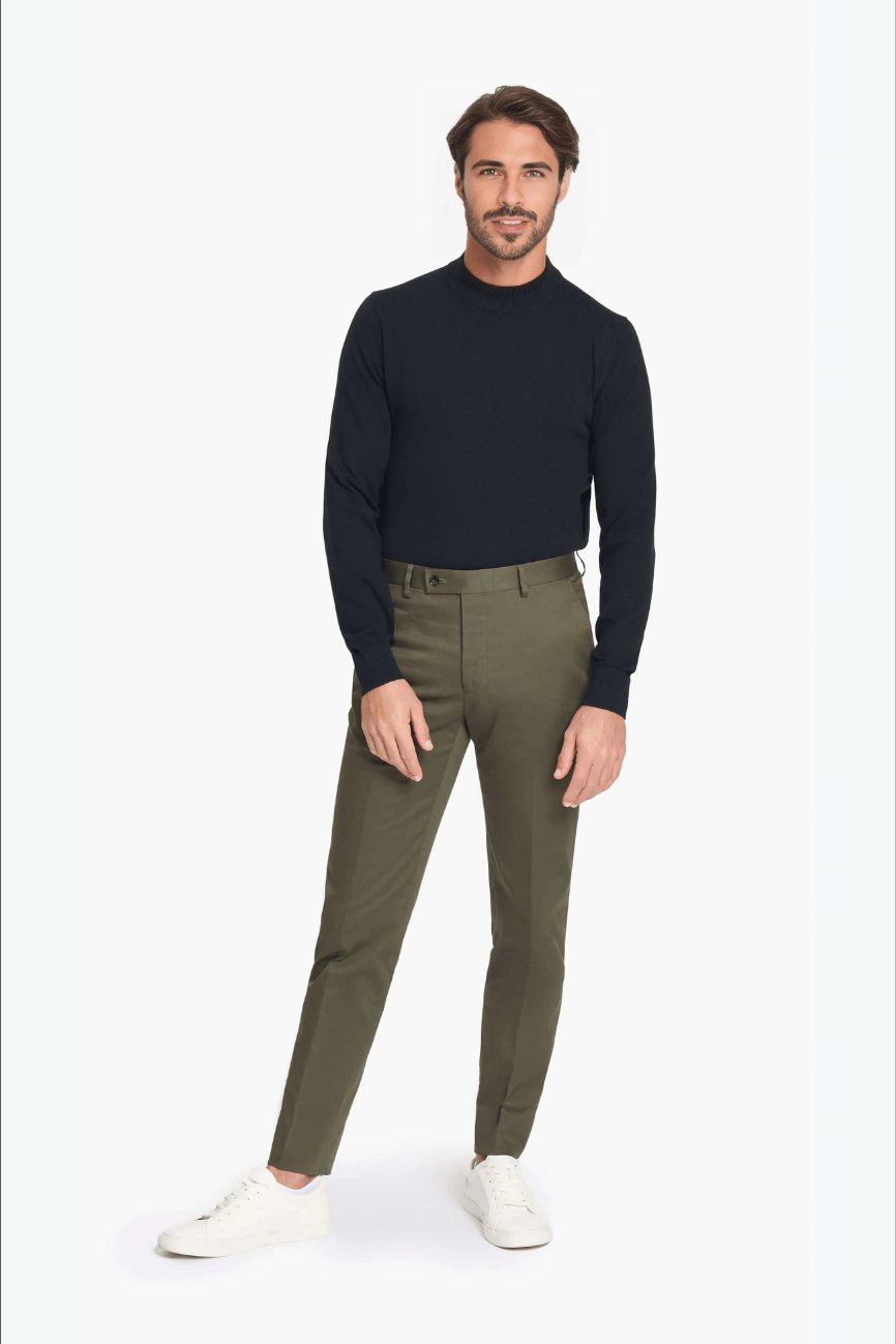 Dark Olive Twill Cotton Two Piece Suit - Image 9