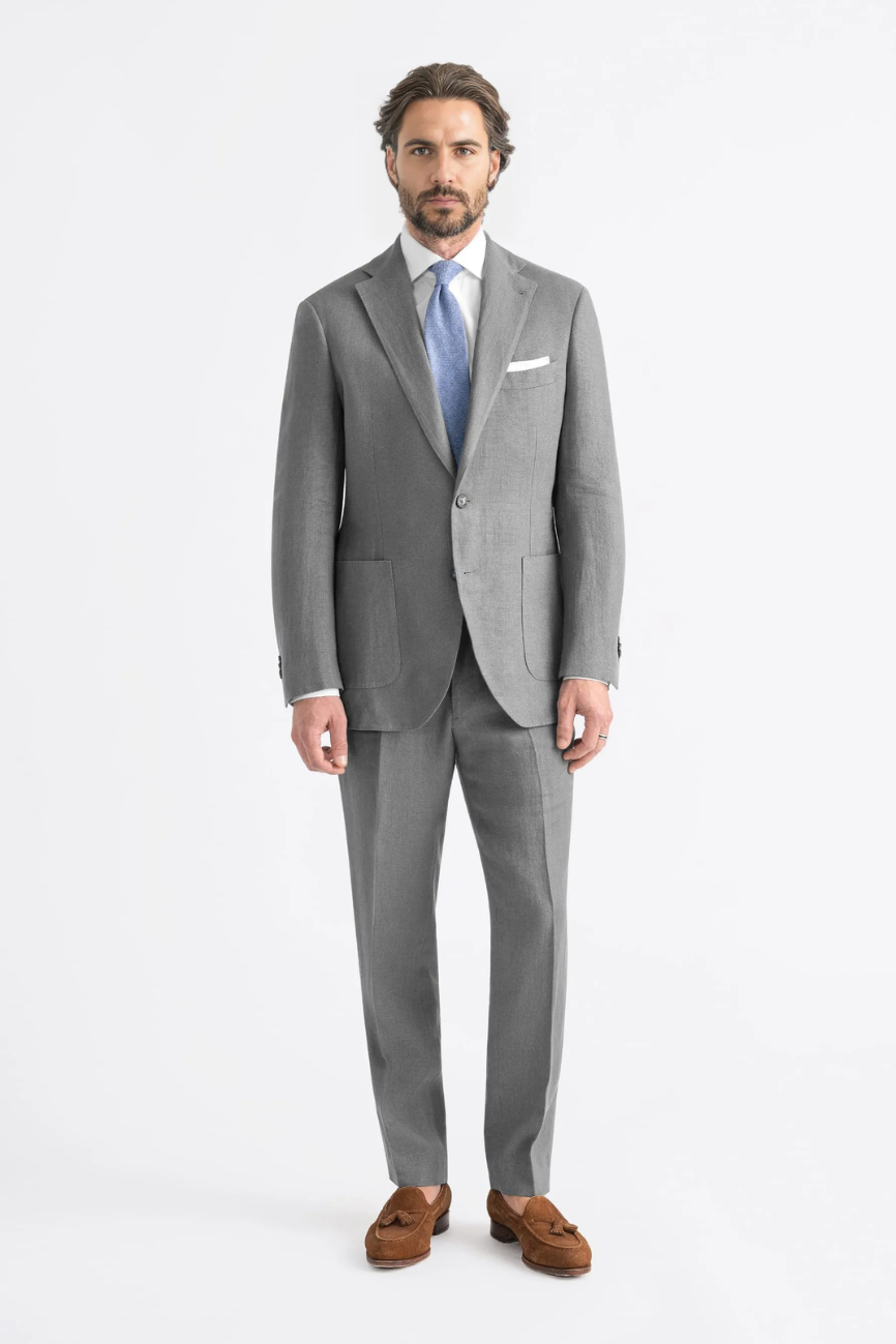 Classic Grey Irish Linen Two-Piece Suit