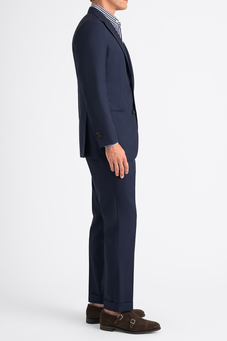 Refined Navy Tropical Wool Downing Suit - Image 4