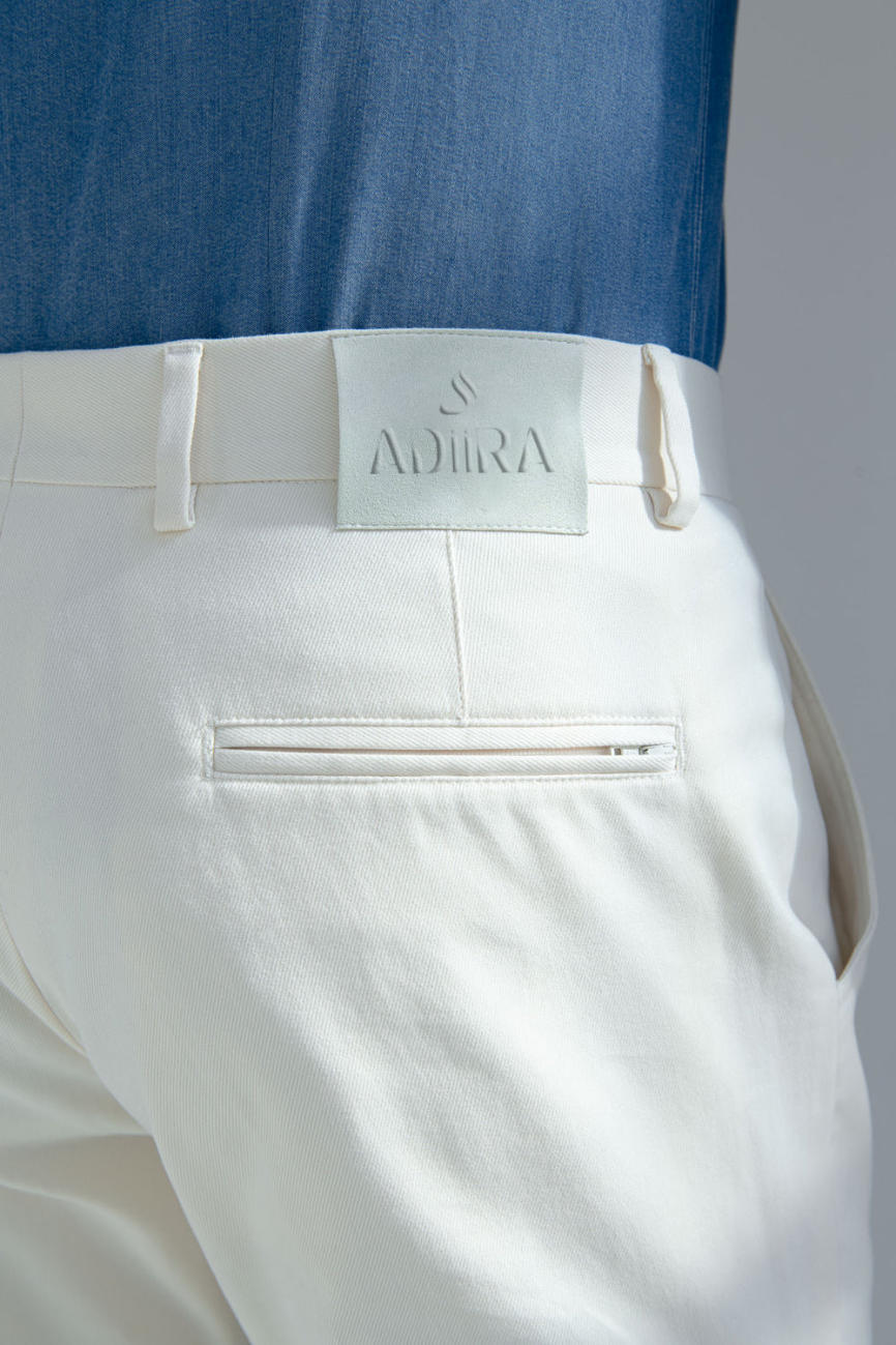 Elegant Off-White Garda Cotton Cashmere Pants - Image 3