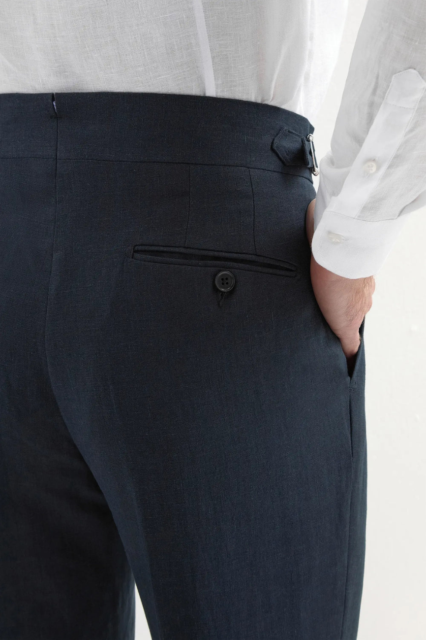 Refined Navy Linen Pants - Image 4