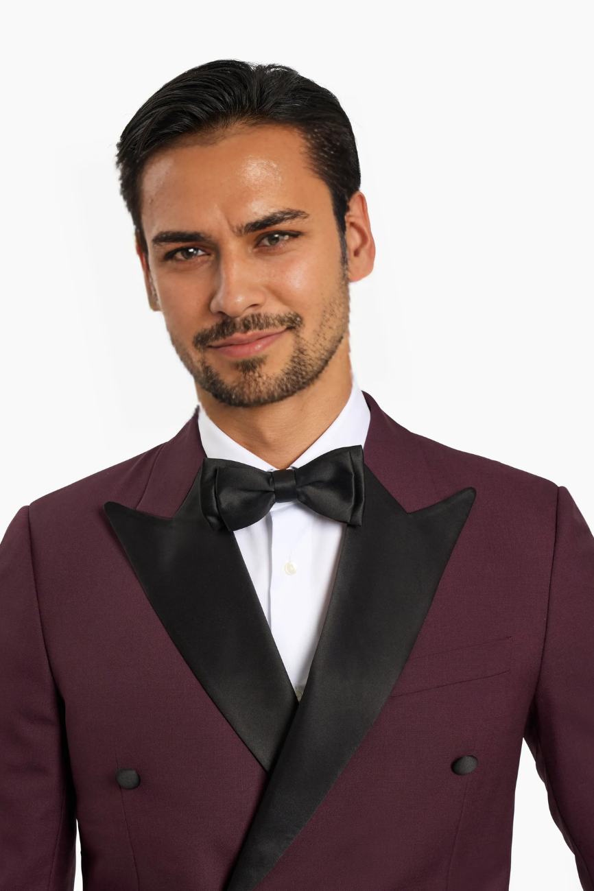 Milano Luxury Burgundy Tuxedo Suit - Image 3