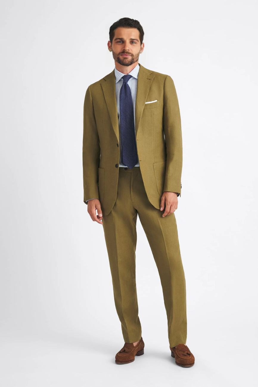 Verona Olive Two Piece Linen Suit