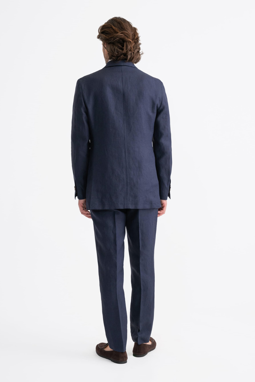 Elegant Navy Irish Linen Two-Piece Suit - Image 5