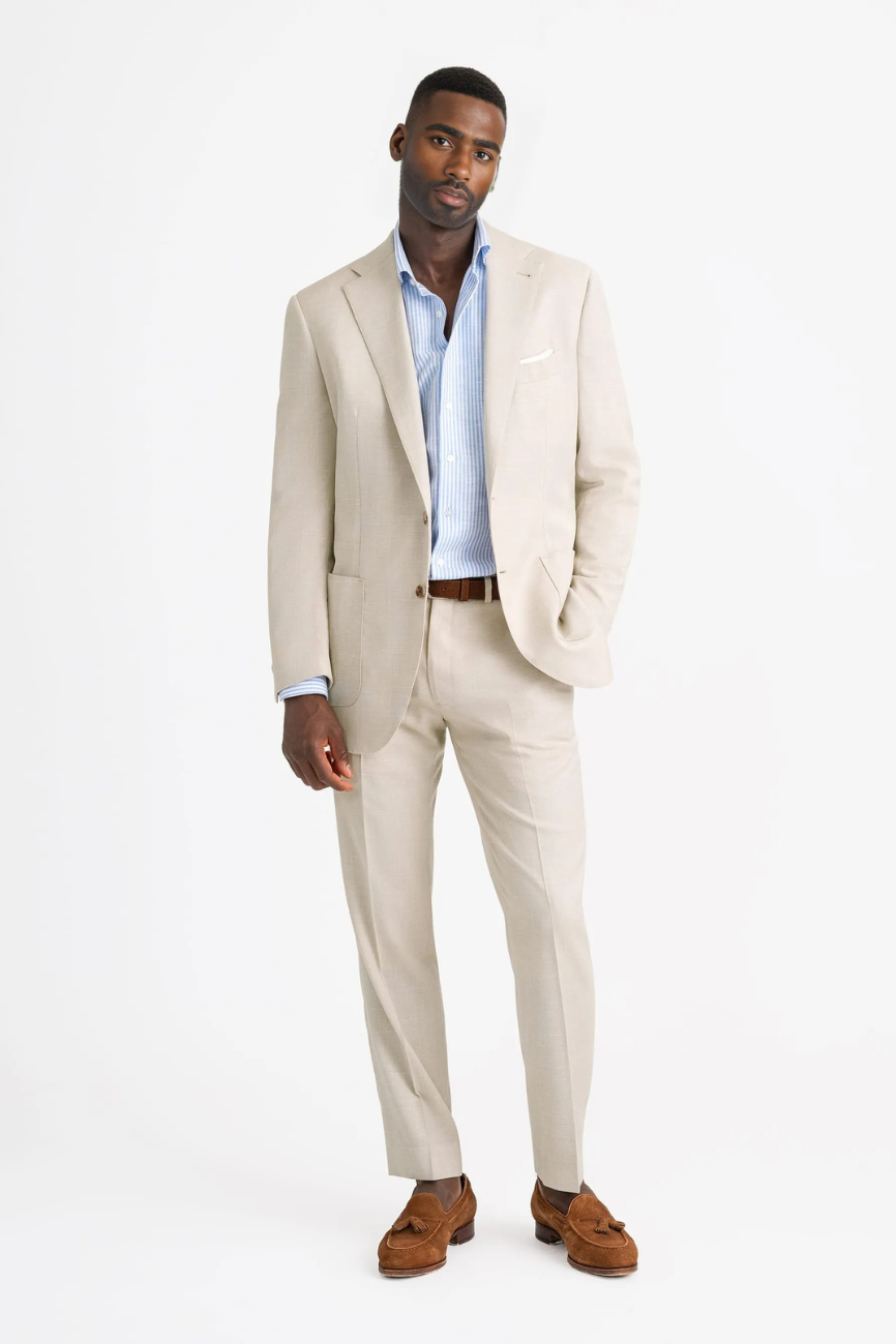 Elegant Cream Wool & Linen Two-Piece Suit - Image 4