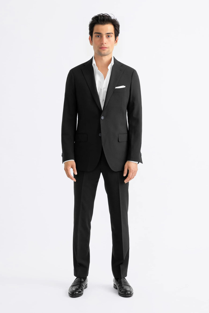 Prestige Black Wool Two-Piece Suit