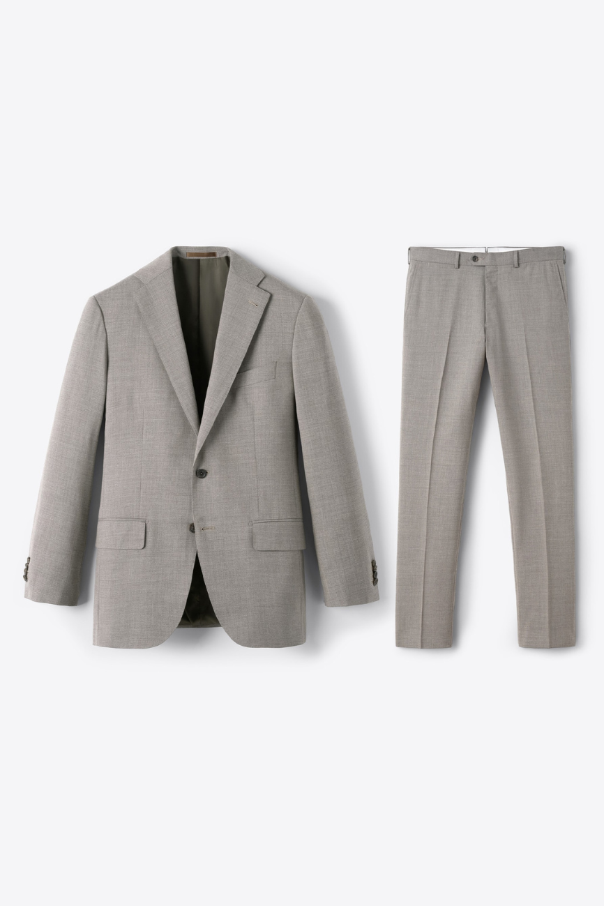 Elegant Taupe Tropical Wool Allen Suit - Image 5