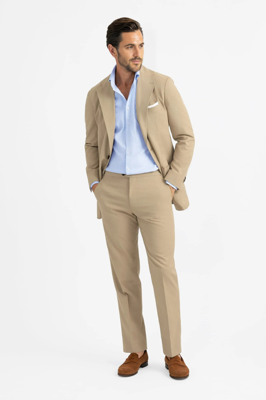 Khaki High-Twist Cotton Sullivan Suit - Image 4