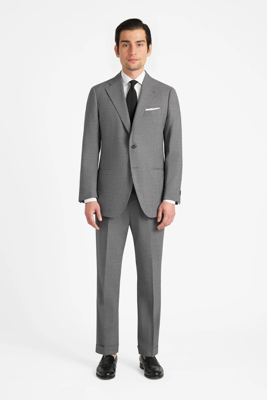 Refined Light Grey Tropical Wool Downing Suit
