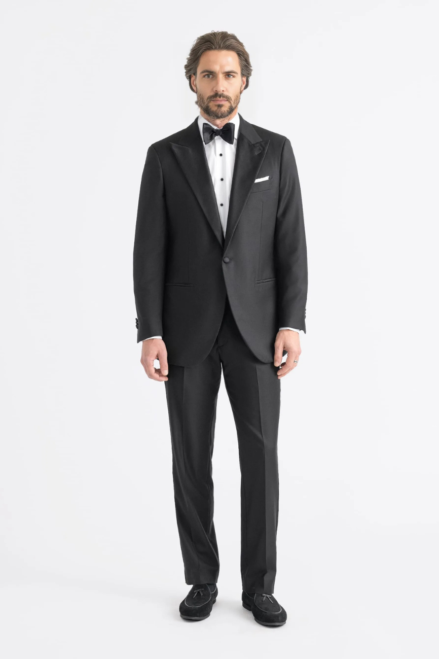 Black Peak Lapel Three-Piece Tuxedo