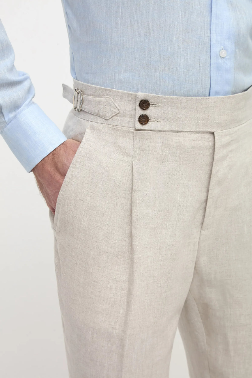Refined Beige Linen Pants - Image 3