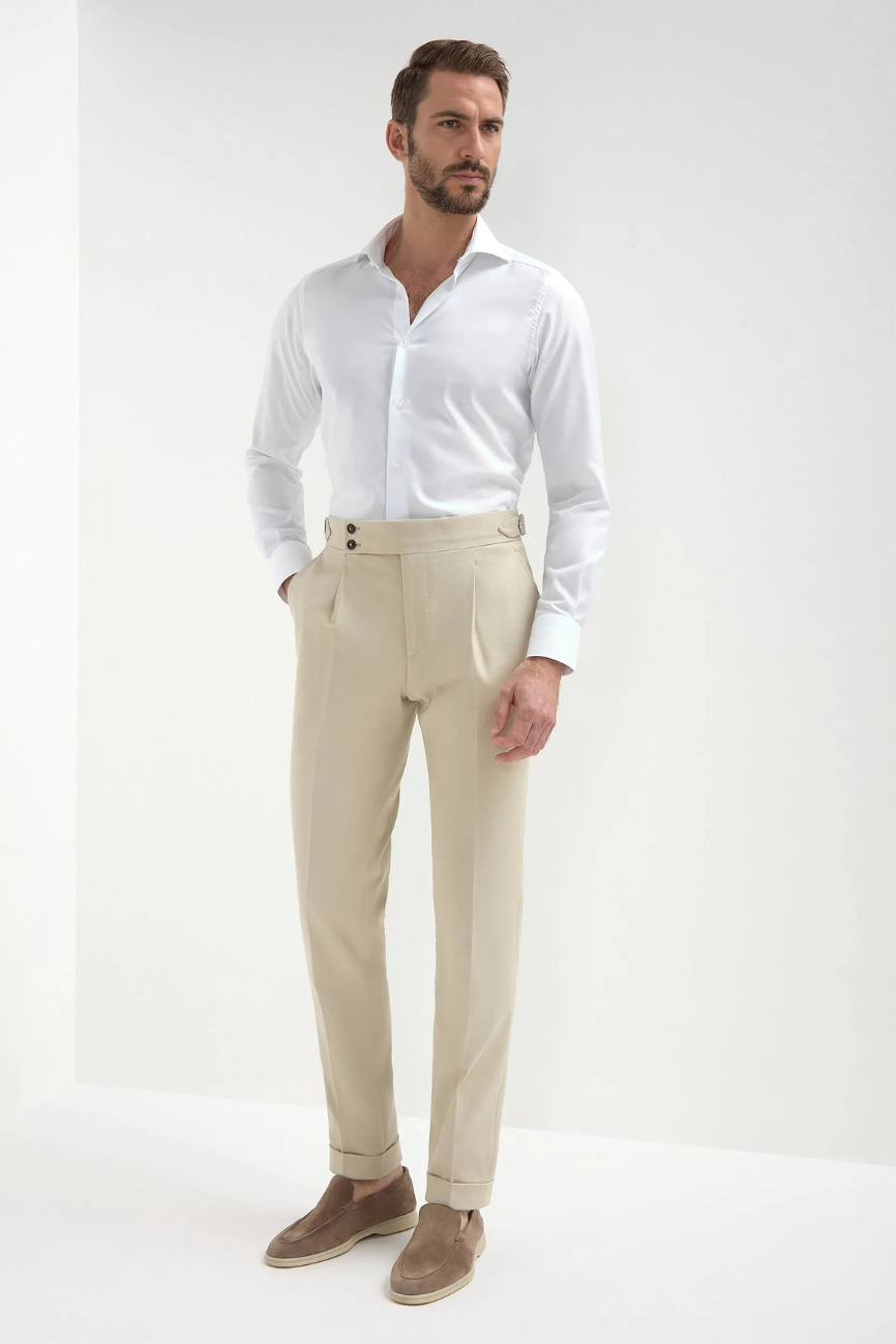 Heritage Beige Cotton Pants