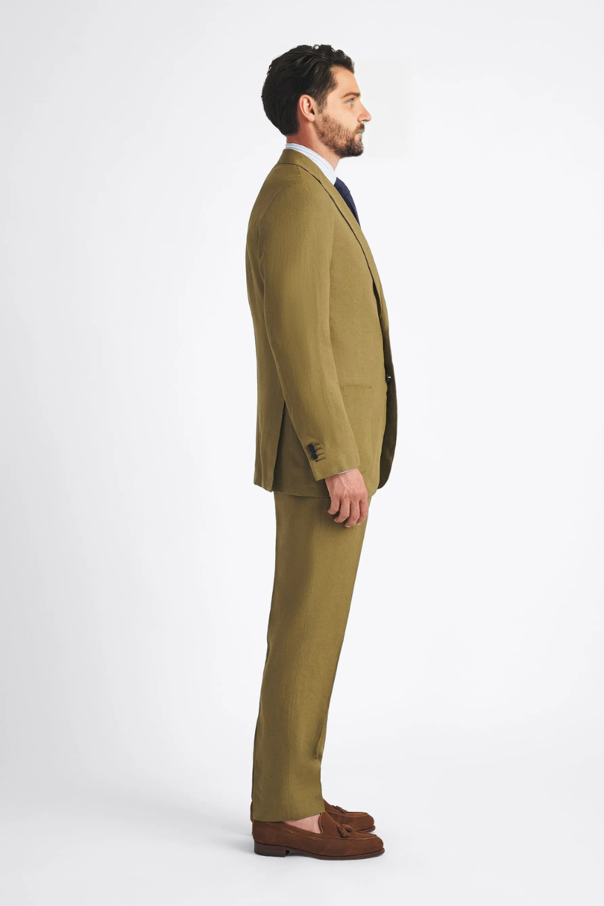 Refined Olive Irish Linen Two-Piece Suit - Image 6
