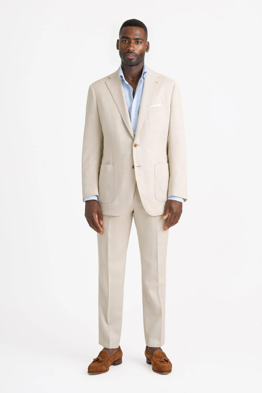 Elegant Cream Wool & Linen Two-Piece Suit