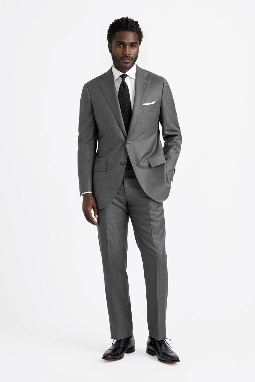 Luxe Grey Wool & Silk Two-Piece Mercer Suit