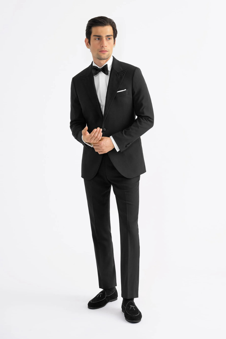 Peak Lapel Black Two-Piece Tuxedo