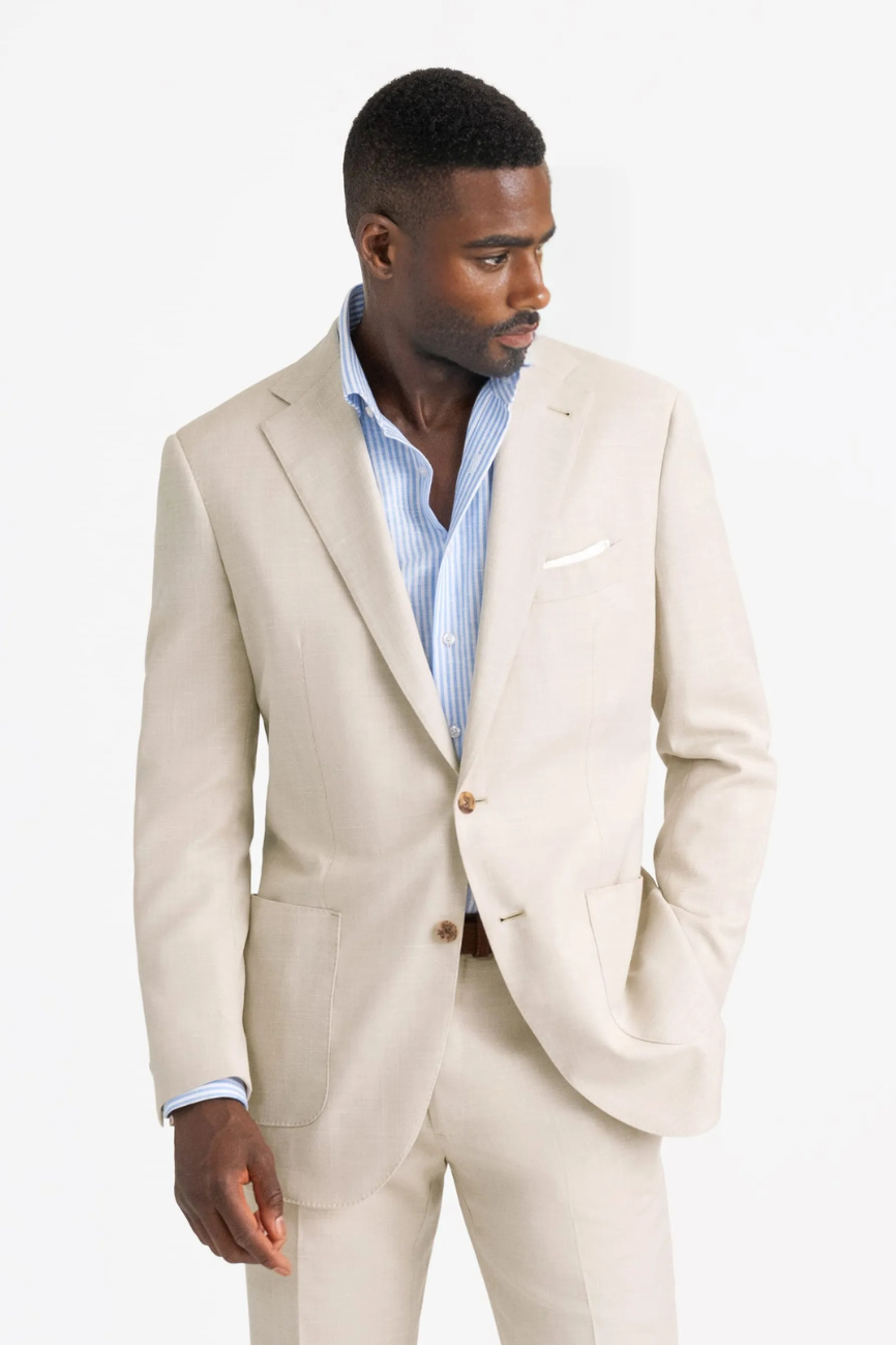 Elegant Cream Wool & Linen Two-Piece Suit - Image 5