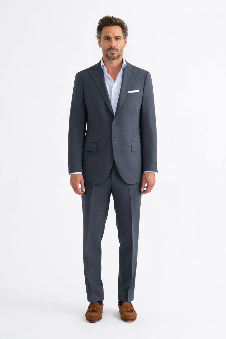 Refined Slate Grey Wool Two-Piece Suit