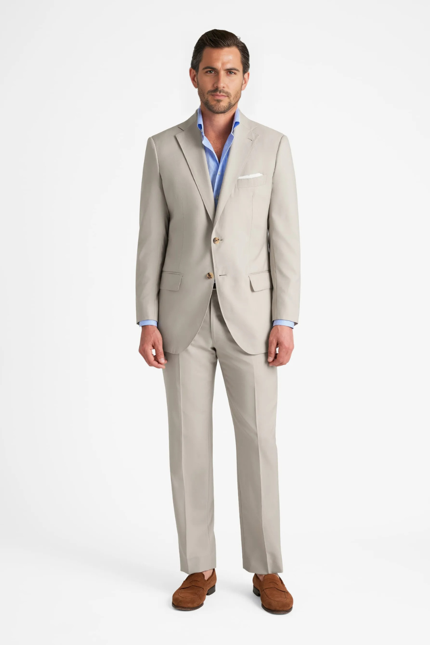 Refined Beige Tropical Wool Suit