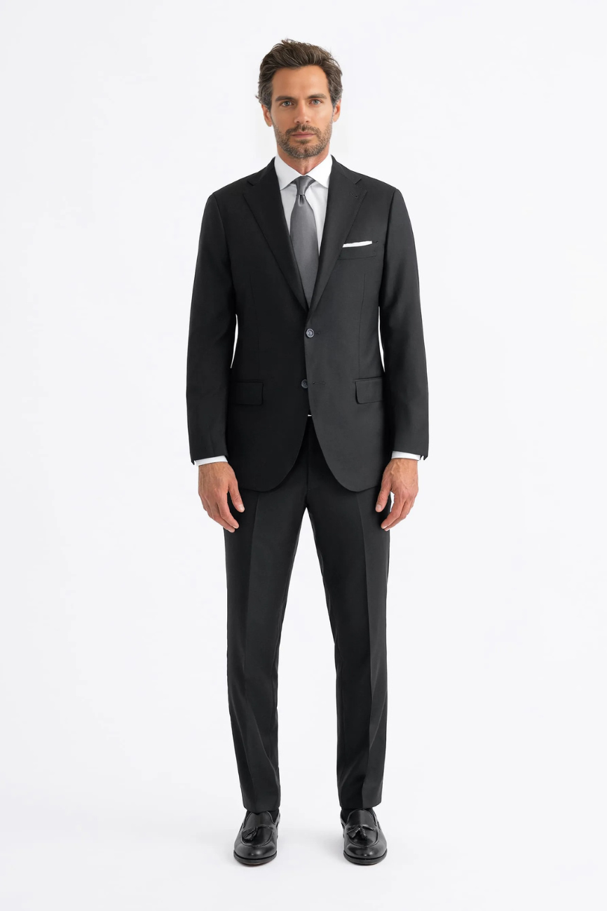 Prestige Black Wool Two-Piece Suit