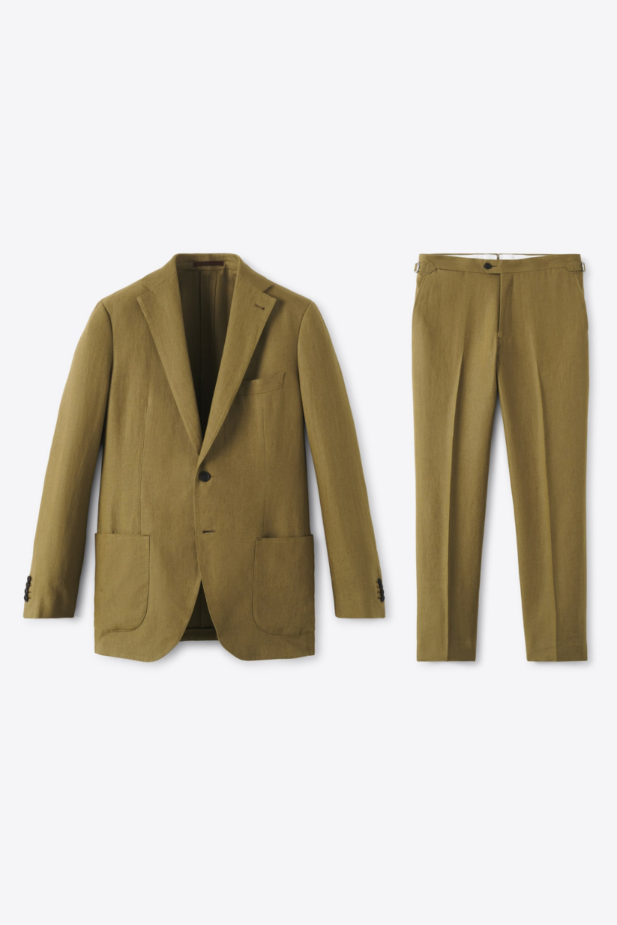 Refined Olive Irish Linen Two-Piece Suit - Image 7
