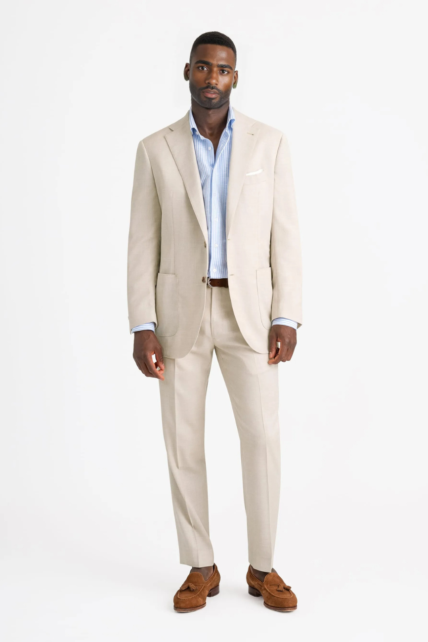 Elegant Cream Wool & Linen Two-Piece Suit - Image 6