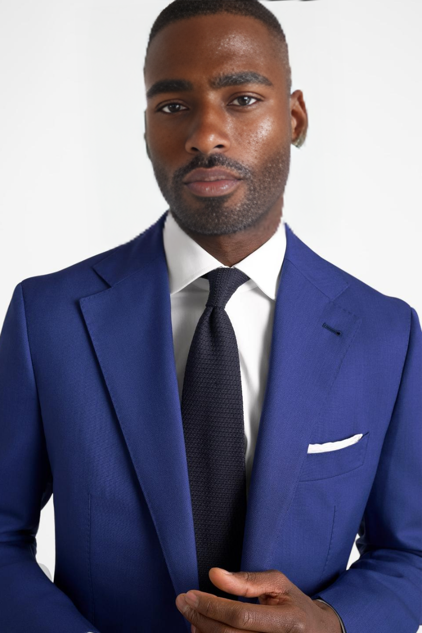 Refined Bright Blue Tropical Fresco Downing Suit - Image 8