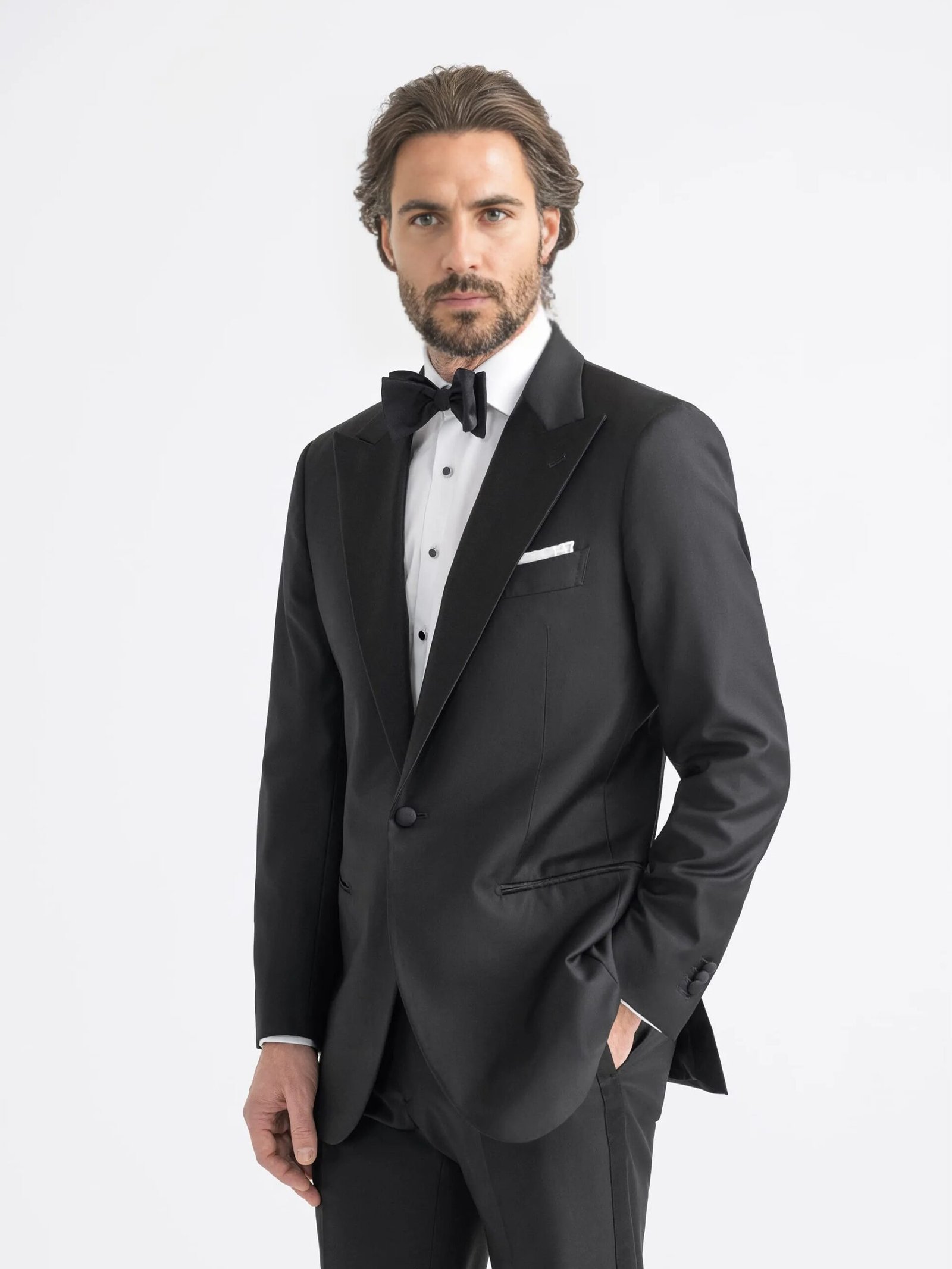 Black Peak Lapel Three-Piece Tuxedo - Image 6