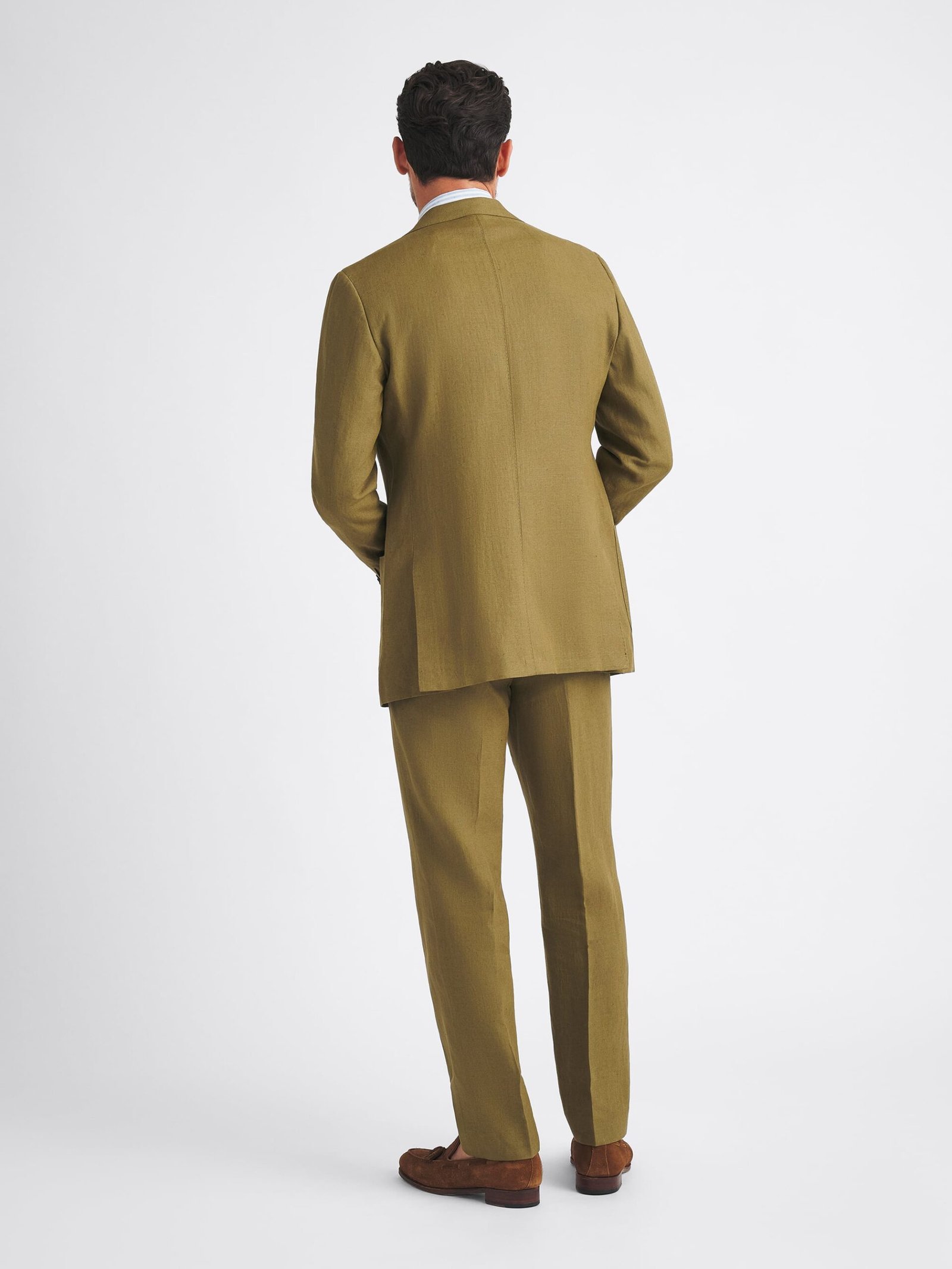 Verona Olive Two Piece Linen Suit - Image 3