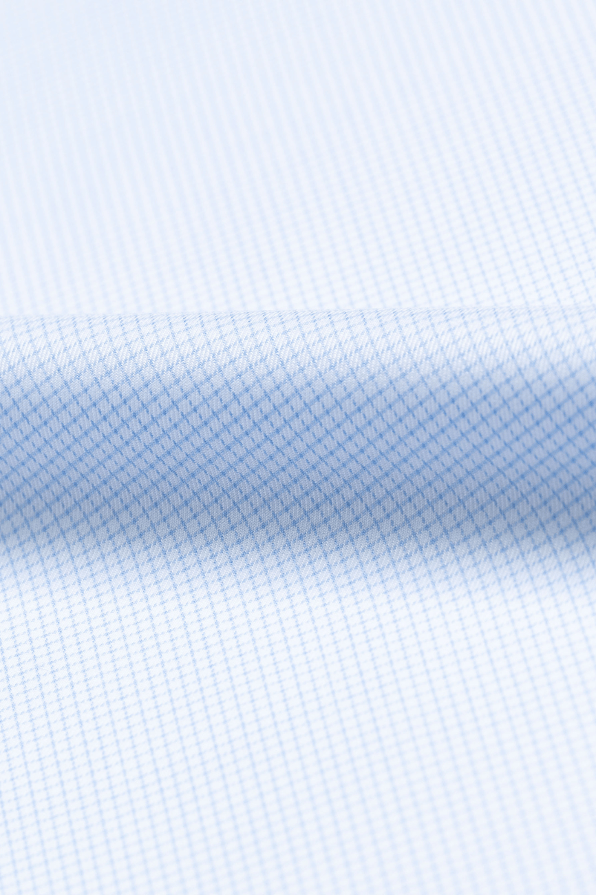 Classic Light Blue Fine Grid Dress Shirt - Image 2