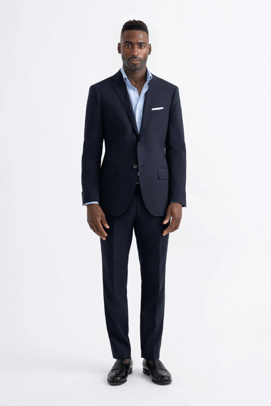 Sky Blue Mini Grid Twill Dress Shirt - Image 2