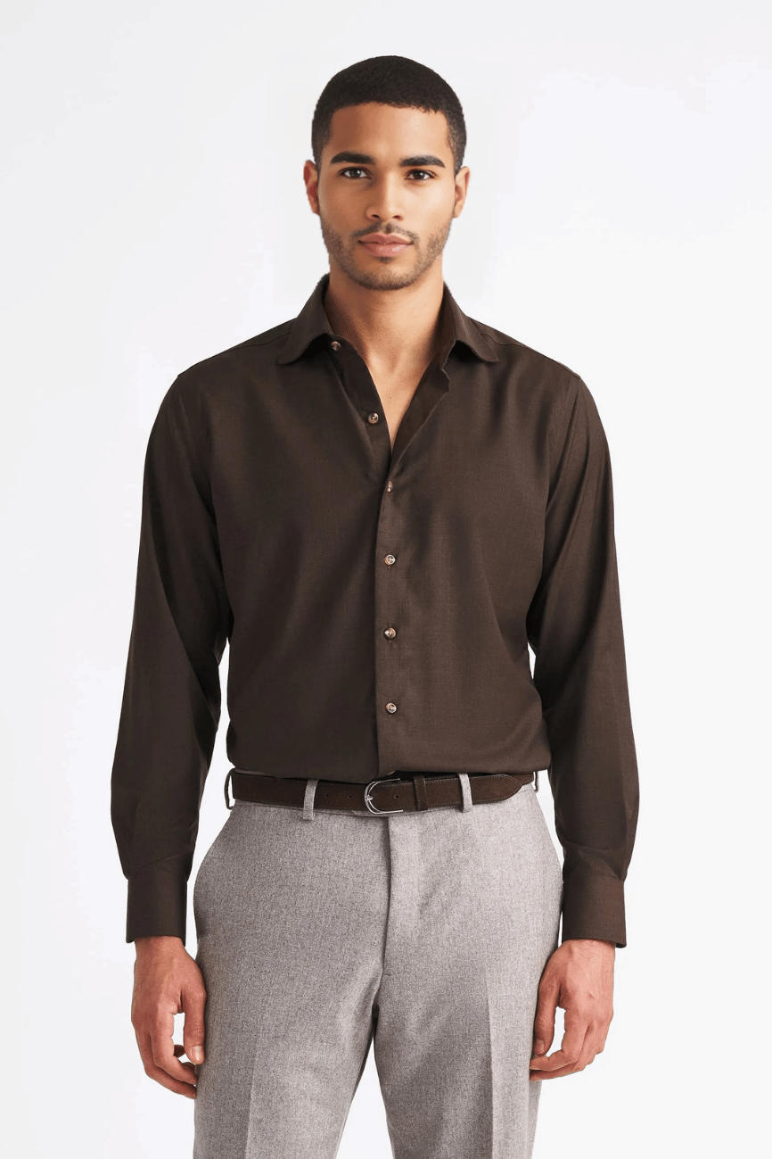 Royal Brown Merino Wool Shirt - Image 2