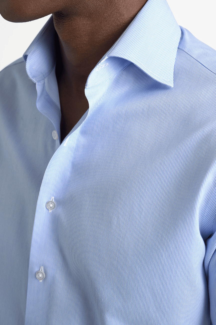 Refined Blue Stripes Dress Shirt - Image 4