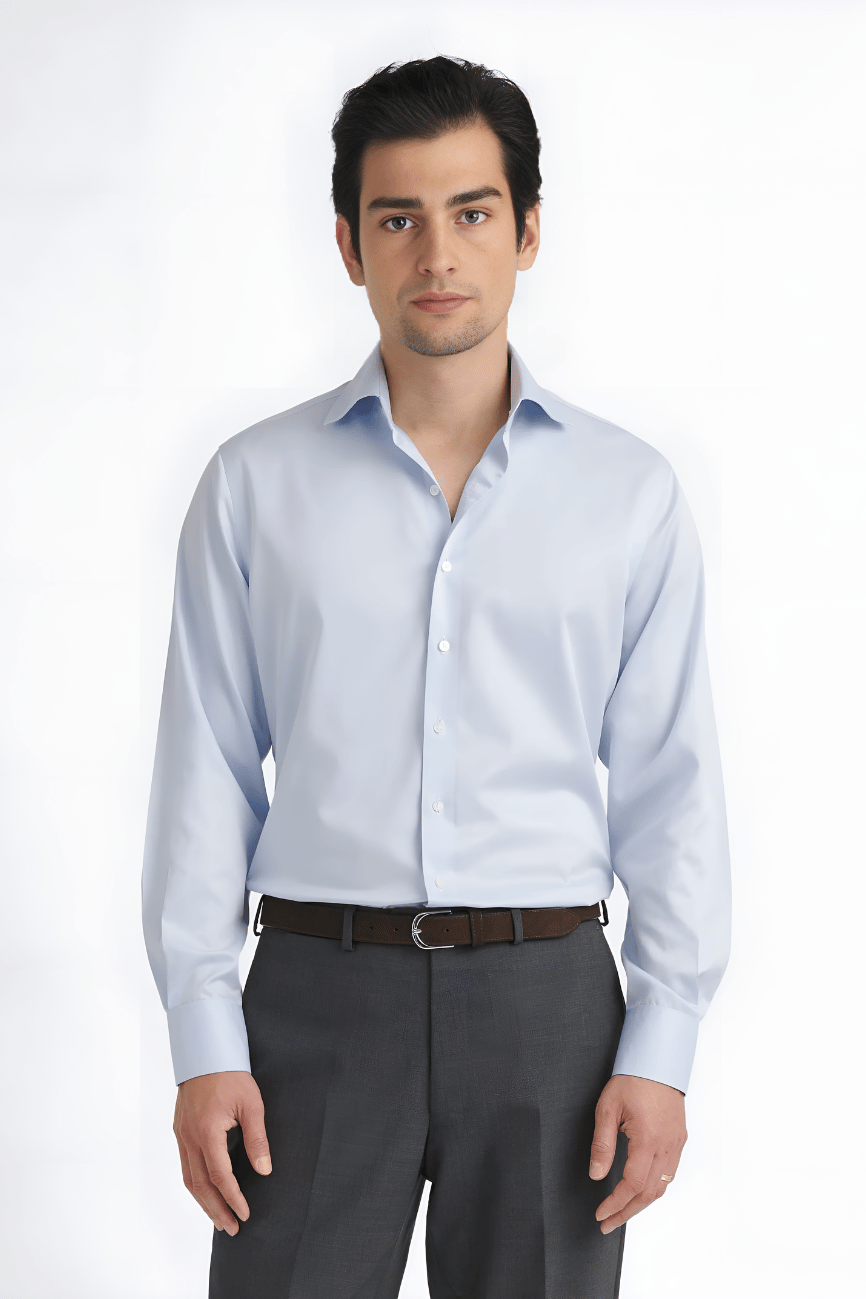 Egyptian Cotton Light Blue Twill Shirt - Image 4