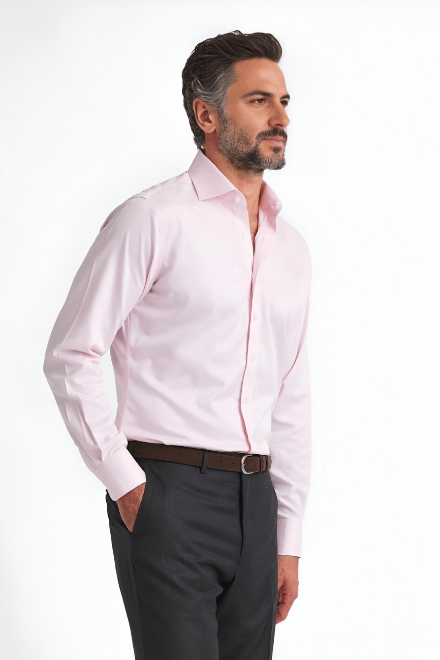 Elegant Light Pink Twill Dress Shirt - Image 5